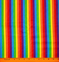 Rainbow Stripes Fabric – HALF YARD – 100% Cotton Sewing Quilting Striped Pride