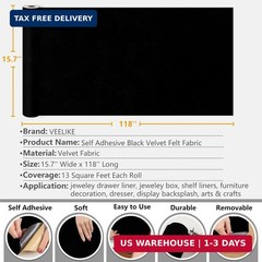 15.7”x118” Self Adhesive Velvet Flock Contact Paper Liner for Jewelry