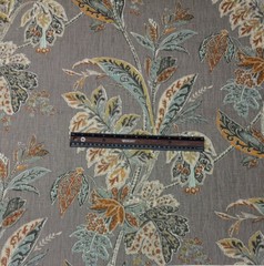 KRAVET ISHANA TUMERIC GRAY FLORAL LINEN HIGH END MULTIPUSE FABRIC BY YARD 54″W