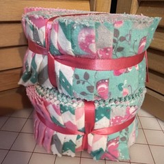 Two Cotto Flannel Pink And Light Green Jelly Rolls 2.5 X 42” 20 Strip Rolls