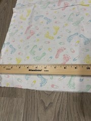 1980’s Baby Footprint Clothes Pin Fabric Remnant Flannel Cotton 49” X 43” W