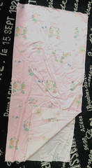 Vtg 1.25 Yd 44WX46L Pink Girls Flowers Stitched Cotton Quilt FABRIC Holly Hobby