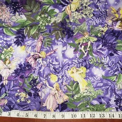 Sparkly Night Fairies Fabric Purple Cicely Mary Barker Michael Miller 1 Yard