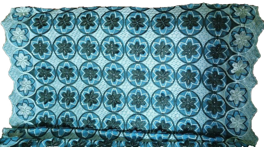 African 3D Embroidered Lace Fabric Beaded w/Flowers 51″x5 yds