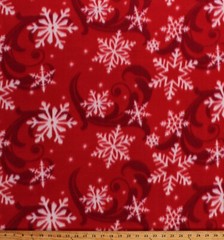 Fleece Snowflakes Swirls Red Winter Christmas Holiday Fabric Print BTY A340.12