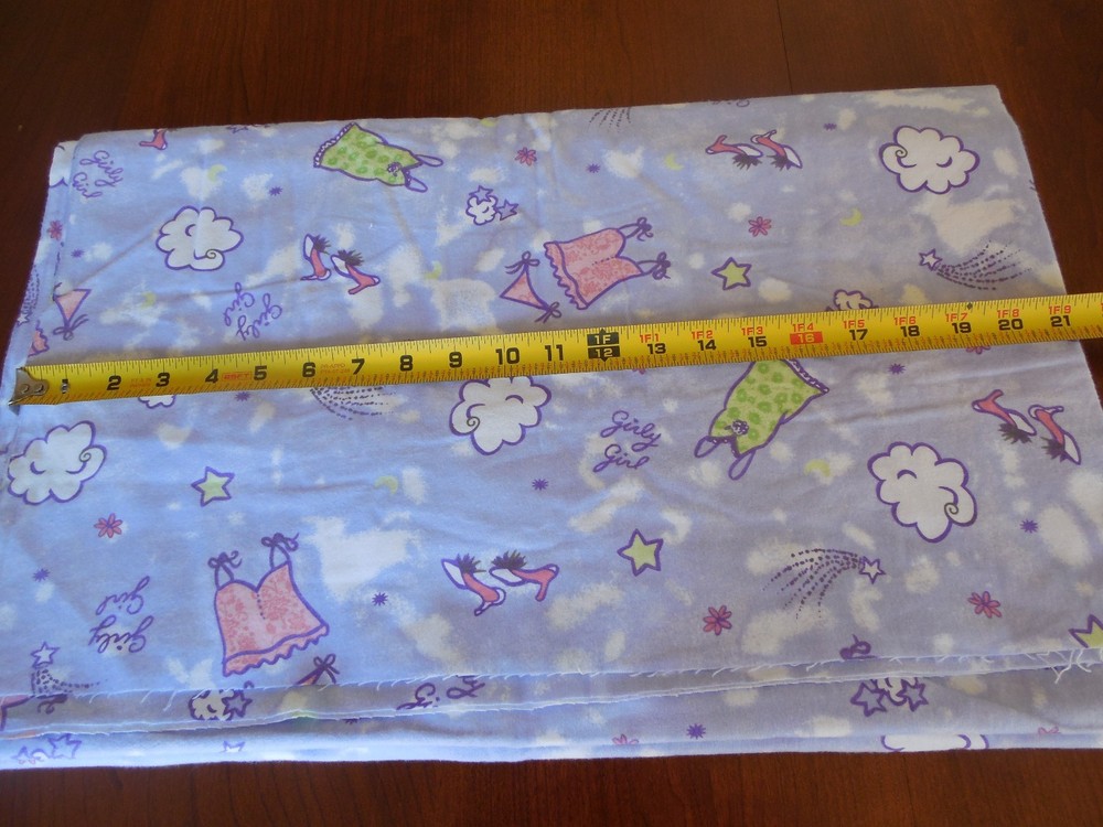 18″ Long, 43″ Wide, “Girly Girl” Accessories on Lavender Flannel, Jo-Ann, B117