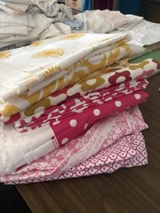 Premier Prints Remnant Lot Cotton Fabric Candy Pink Yellow Vari PolkaDot Suzani