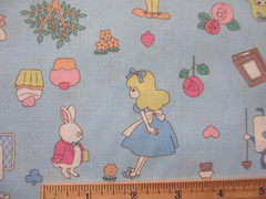 Alice In Wonderland Cotton Fabric by Saori Oguchi Made in Japan BLUE BTHY
