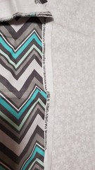 ABSTRACT Chevron Grey Teal White Turquoise EMMA AND MILA 1.5 YARD FABRIC
