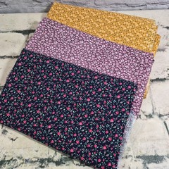 Vintage Calico Floral Quilting Fabric Lot 3 Pieces Prairie Cottagecore 1yrd Each