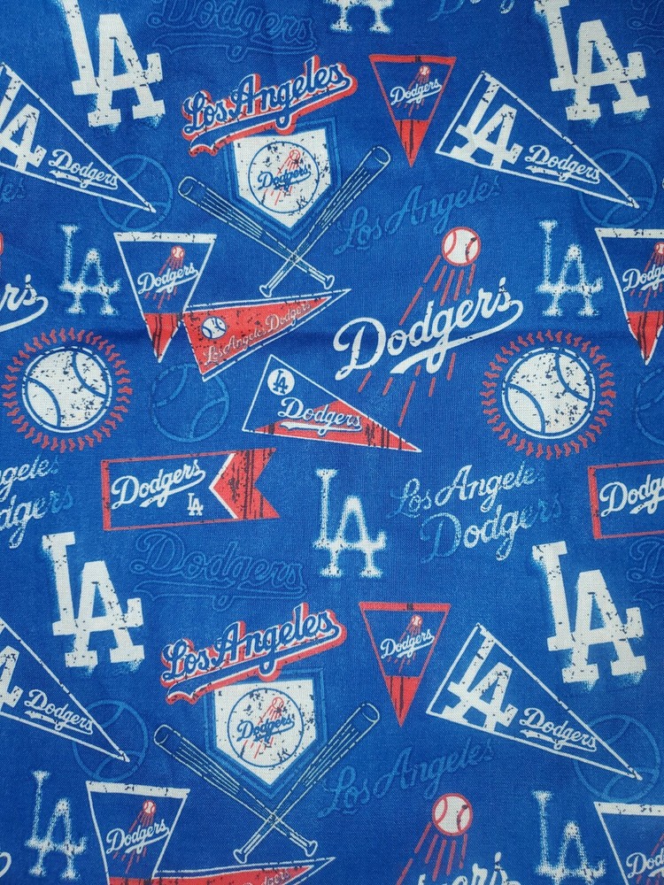 Los Angeles Dodgers Blue MLB Baseball Fabric 100% Cotton 1/4 yard 9”x58”
