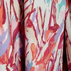 Abstract Floral Twill Fabric 59×75″ Coral Lilac Woven Polyester Blend