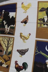 Farm Animal Barnyard Cow Chicken Cat Fabric Panel Quilting Crafts 47″ x 34″