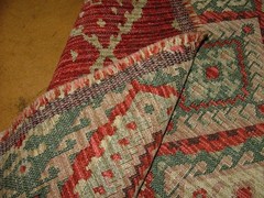 Rosso Kilim Chenille Fabric Curtain Upholstery Cushion Throws Footstool Use
