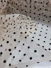 Nude Beige Tulle Velvet Polka dots Fabric For Dress Fabric By The Yard Stretch