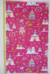 1 YD OOP~Cotton Haute Girls Toile Free Spirit Westminster Fibers Hot Pink+Multi