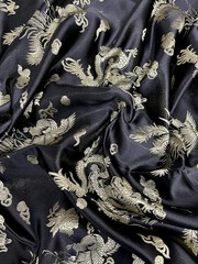 Arisa BLACK Dragon Brocade Chinese Satin Fabric for Cheongsam/Qipao, Apparel, C