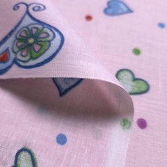 Playful Multicolor Heart Print Pink Poly Cotton Fabric 58″ By The Yard