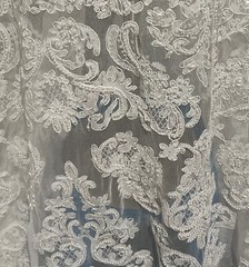 Off White Beaded Sequins Corded Embroidery Bridal Lace Fabric 50” Width 1 Yard