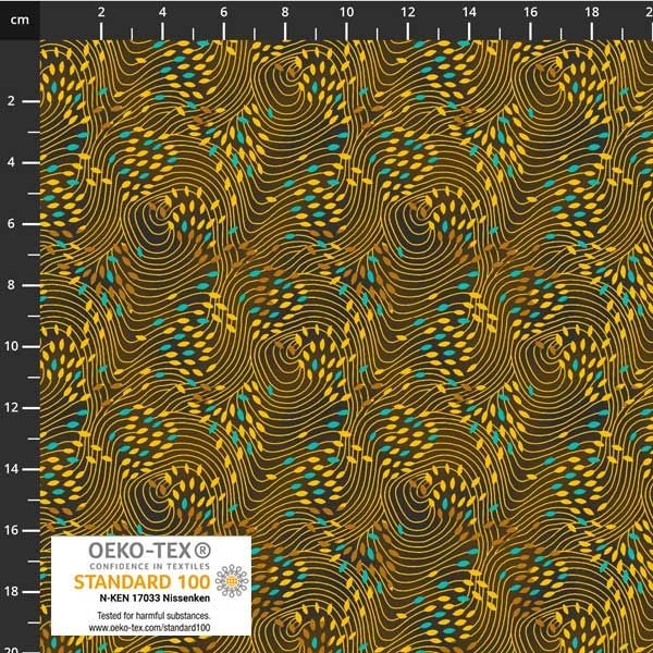Stof European Quilting Fillippa’s Line Lines Oblong Dots Brown Fabric By Yd