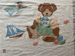 Vtg 80’s Brooke Morrison BUSY BEARS Teddy Nursery Crib Quilt Fabric Panel Twins?