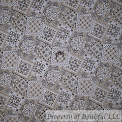 BonEful Fabric FQ Cotton Quilt Brown Khaki B&W Flower Paisley Bandana Farm House