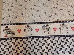 Vintage Cotton Quilt Fabric Christmas Snowman Border 1 Yard