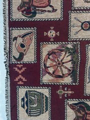 Fabric – Vintage Upholstery Tapestry Western Cowboy in Rope Frames 18″ L x 54″ W