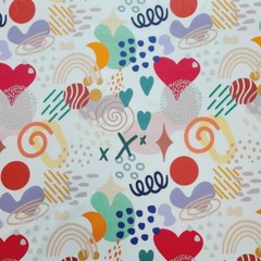 Casual Points Heart Dots Rainbow Patterned Fabric made in Korea by the Yard