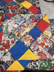 Quilt Fabric Lot Marvel Superhero Blocks + Novelty Prints – Precut Cotton Pieces