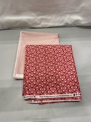 Riley Blake Lot Of 2x Berry And Sage Coral Red & Frosting – Approx 2 Yards Each