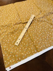 VTG 70s DITSY blue yellow green on caramel brown 100% COTTON FABRIC 2 YDS 42″ W