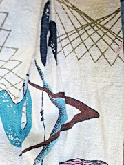 Vintage 1950’s Atomic Boomerang Bark Cloth Single Curtain Drape Panel MCM Fabric