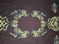 Elegant Brown Gold Black Batik Fabric Cotton 122×40 (two panels or one piece)