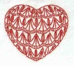 VALENTINE HEARTS, QUILTING SQUARES, Machine Embroidered. 10 Designs, 12 squares