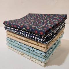 Harper’s Garden, Navy & Taupe Bundle of 8 Different prints 1/2-Yards