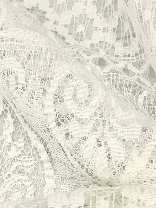 Ivory Floral Medallion Lace Heart Fabric Special Occasion By the Yard