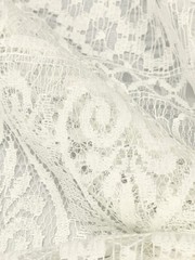 Ivory Floral Medallion Lace Heart Fabric Special Occasion By the Yard