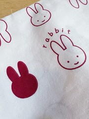 8 yds (9” width) cute cherry red rabbit cotton fabric Easter 260321 A03