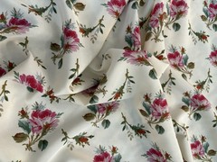 Gucci Deadstock Fabric Brown Floral Silk Crepe de Chine