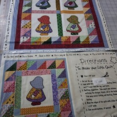 Vintage SUN BONNET SUE Fabric Panel for LITTLE QUILT & PILLOW 26″ x 18″