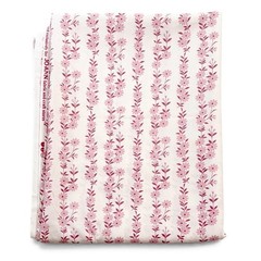 Vintage Joann Fabric 3 Yards Red Pink Daisy Floral Stripe Calico Cotton 43 Wide