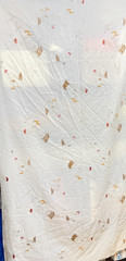 Loomskill Inc Vtg Fabric 1 2/3 Yd 44″wide Cream with Chicken