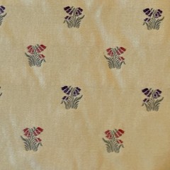 Vtg Floral Sprigs Jacquard Golden Yellow Decorator Textured Heavy Fabric 72×55