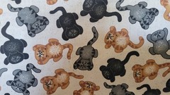 Cat Print Fabric 45″ x 108″ Cotton Blend Novelty Cats Gray Black Orange 3.75 Yds