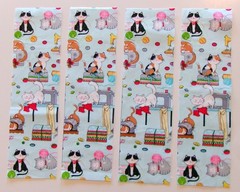 Cotton Fabric Pic E -Comic Cats in Sewing Room-4 pieces ea -9 7/8″ L x 2 3/4″ W