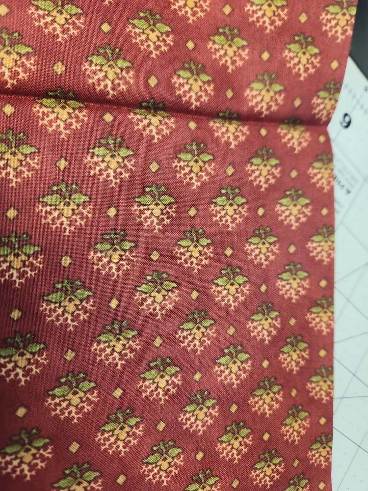 1 Yard Moda Stars And Cixscombs Rustic Rust With Deep Green Gold Small Floral