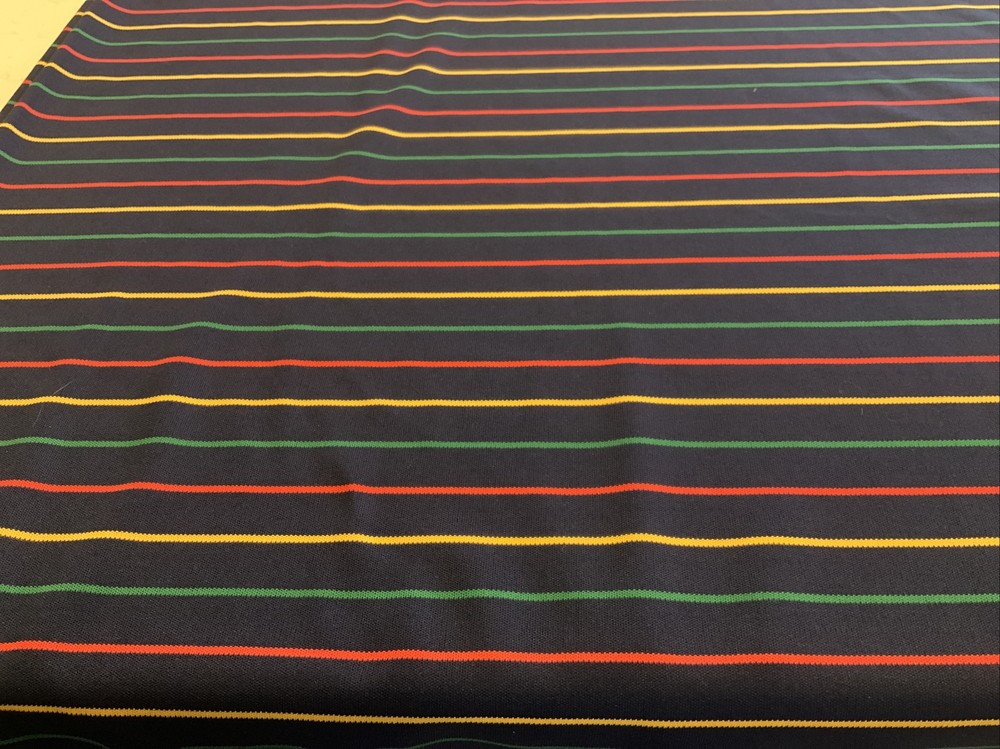 Vintage Fabric Navy Stripes Stretches Knit Polyester ￼3 Yards 61×108 Stretchy