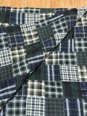 Patchwork Madras Plaid Cotton Fabric 46” X 5.5 Yards Blue Green White Black New