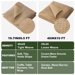 Natural Burlap Fabric Roll 19.7 Inches x 6.5 Ft Jute Cloth For Crafts Plant Wrap